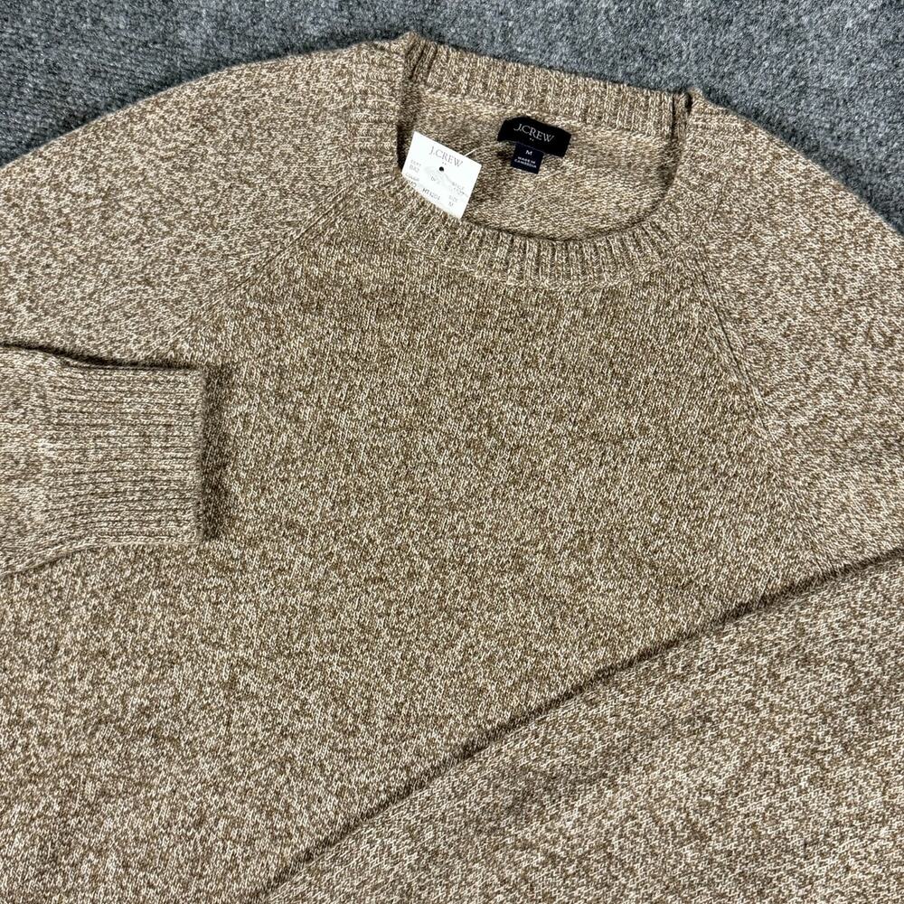 J.Crew Marled Crewneck Sweater Men's Size M Lambswool Blend Tan Raglan NWT